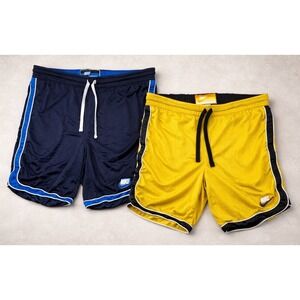 Nike Athletic Shorts Mens L Lot 2 Mesh Basketball Gym Blue Yellow Y2K